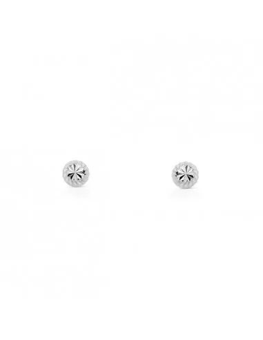 Earrings Bebe white gold 9k Ball 4 mm carved