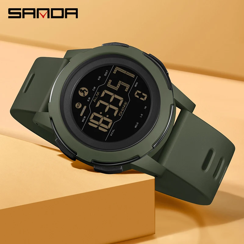 SANDA Top Brand Men Watches Sports Pedometer Calories 50M Waterproof LED Digital Watch Military Wristwatch Relogio Masculino