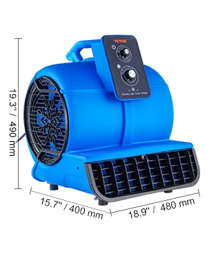 Ventilador utilitario pivotante 600 CFM Soplador de piso de alta velocidad 300 °   Motor de aire con ángulo de soplado