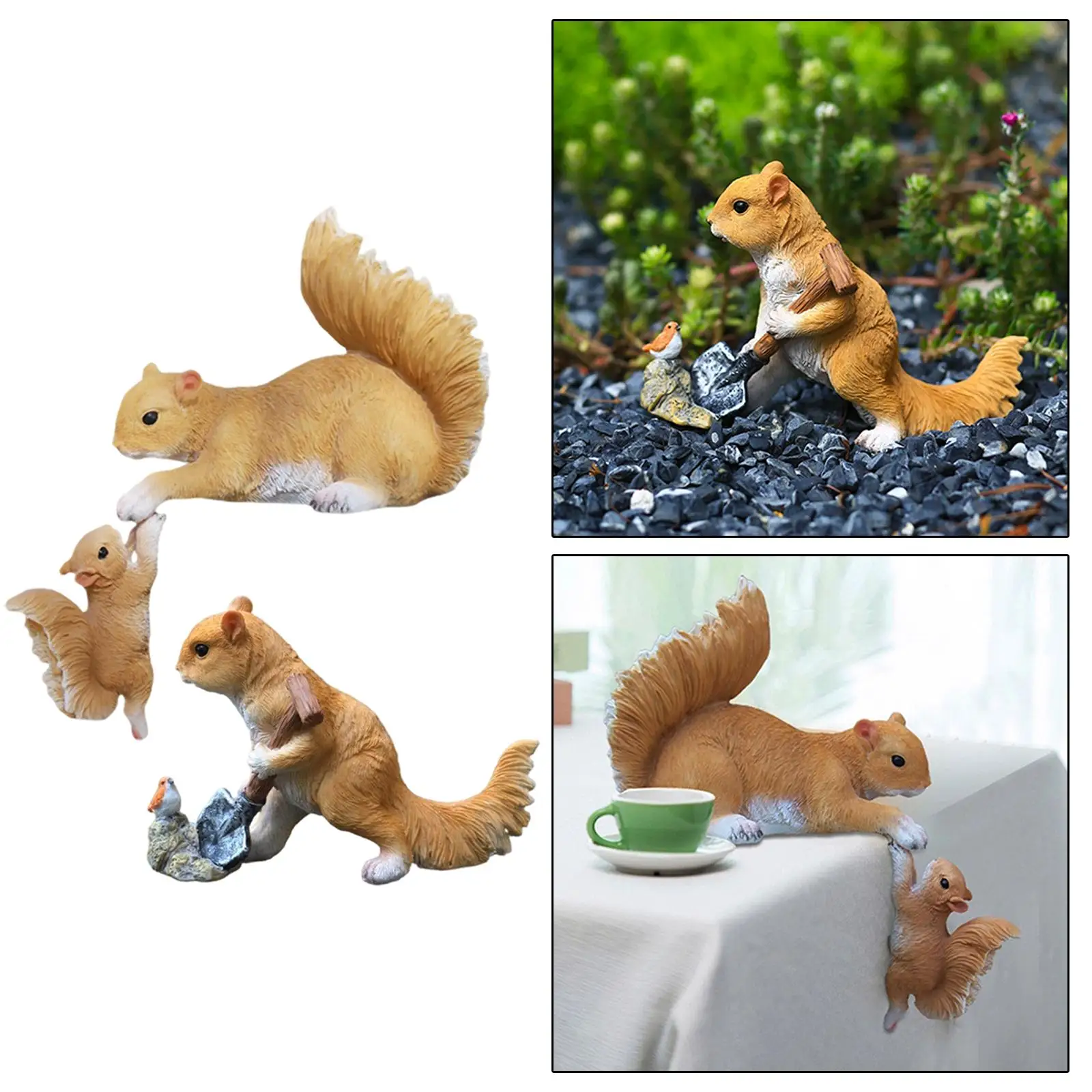 Simulation Squirrel Statue Christmas Gifts Animal Figurine Collection Cake