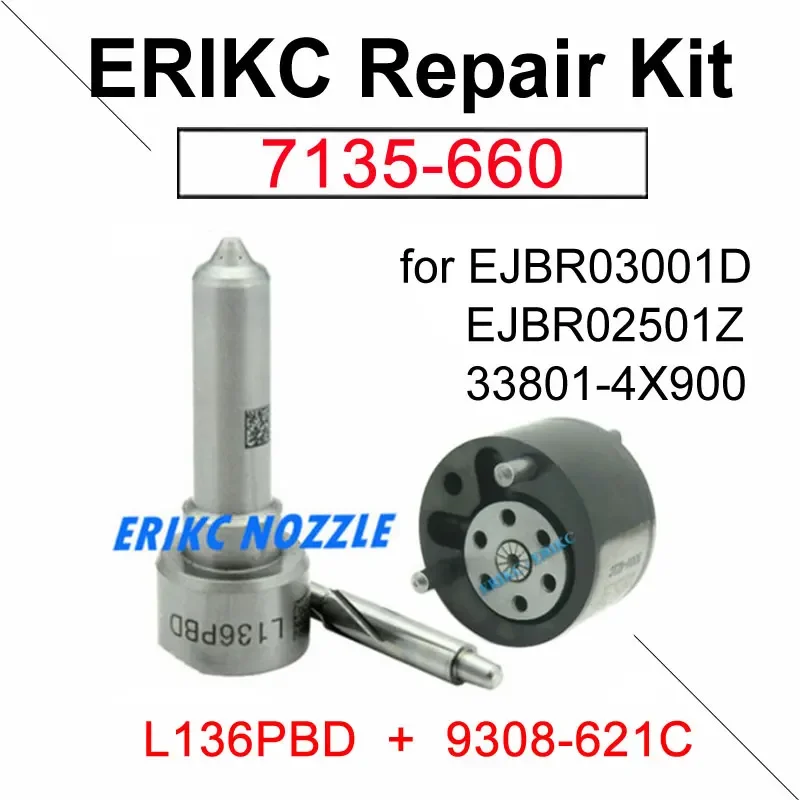 7135-660 Diesel Injector Repair Kits Nozzle L136PBD Valve 9308-621C for Delphi EJBR03001D EJBR02501Z 33801-4X900 Inyector