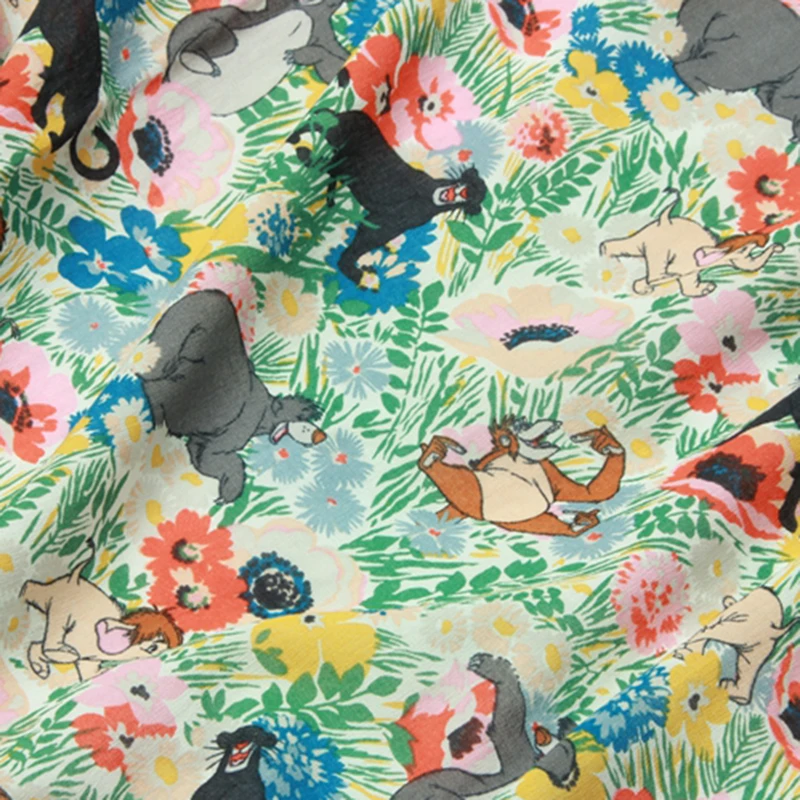 width 110cm Thin Disney Jungle Book Cotton Dress Fabric Per Half Yard,DIY Quilting Patchwork Fabrics Sewing Dress Material