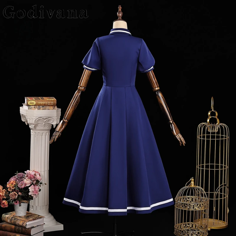 마법 소녀 블루 코스프레 드레스 여성 짧은 소매 Cos 애니메이션 유니폼 드레스 여성 여름 카니발 역할 놀이 드레스