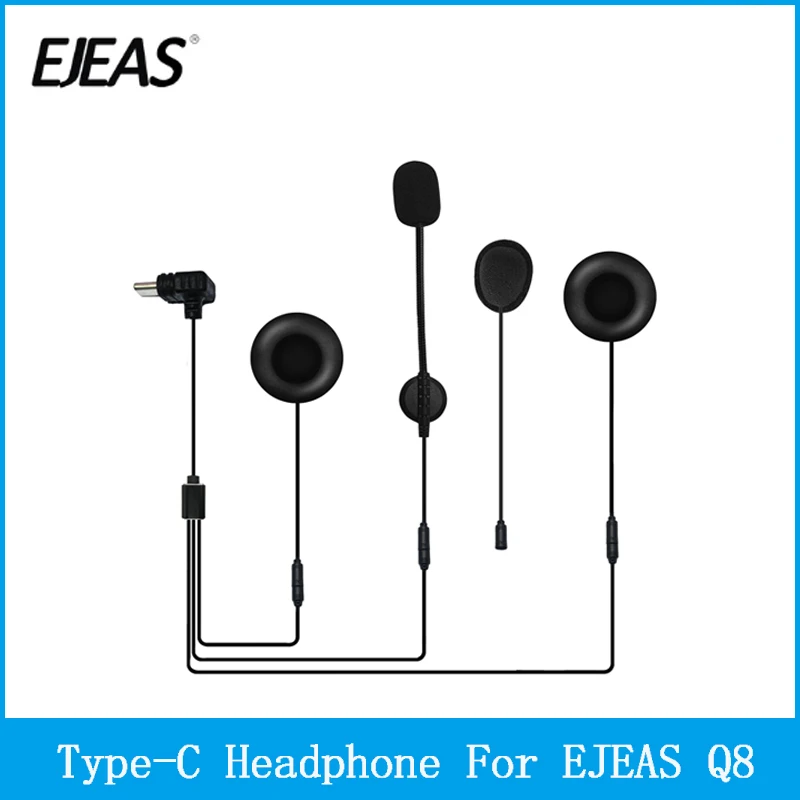 

1 шт. оригинальные наушники для мотоциклетного шлема EJEAS Q8 с интерфейсом Type-C и жестким мягким микрофоном