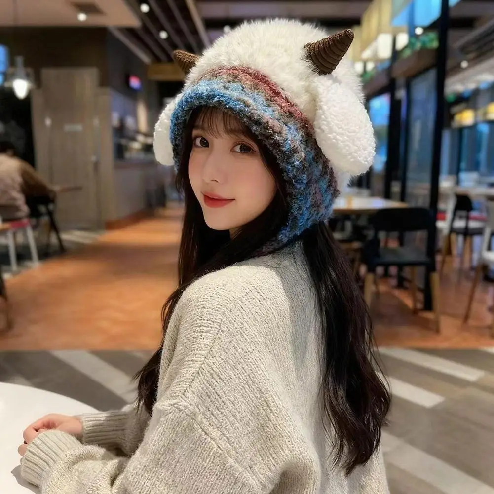 قبعة محبوكة سميكة لطيفة مع حماية للأذن، قبعات شتوية دافئة للنساء والرجال، قبعات بلوفر ناعمة للطقس البارد #2