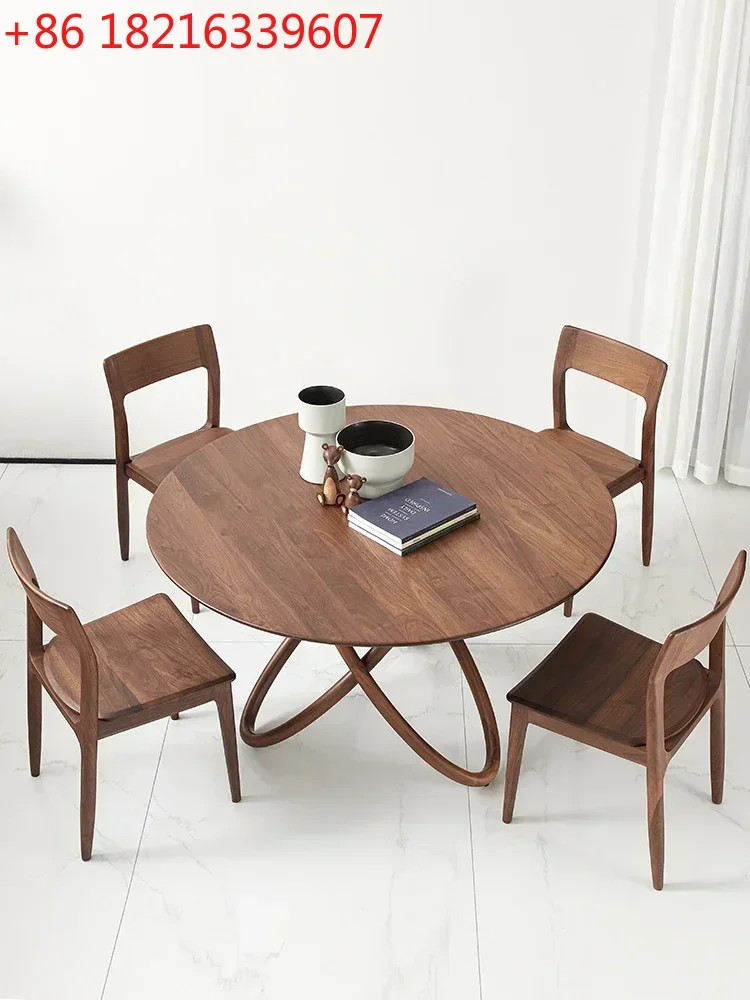 

TAO Minimalist North American Black Walnut Wood Table Solid Wood Dining Table Restaurant Round Table
