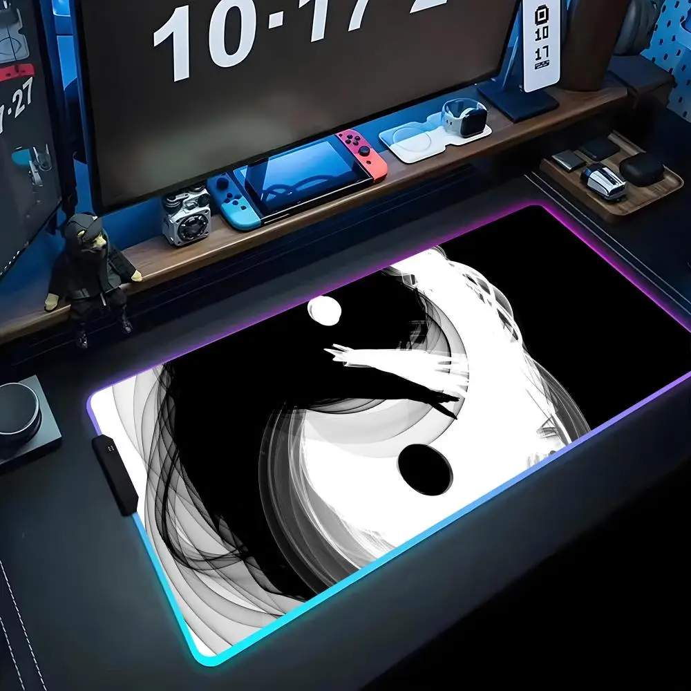 

Taiji Yin and Yang Mouse Pad RGB Gaming Mousepad Big LED Pad PC Desk Mat Luminous Mouse Pad Large Keyboard Mats Table Rug With