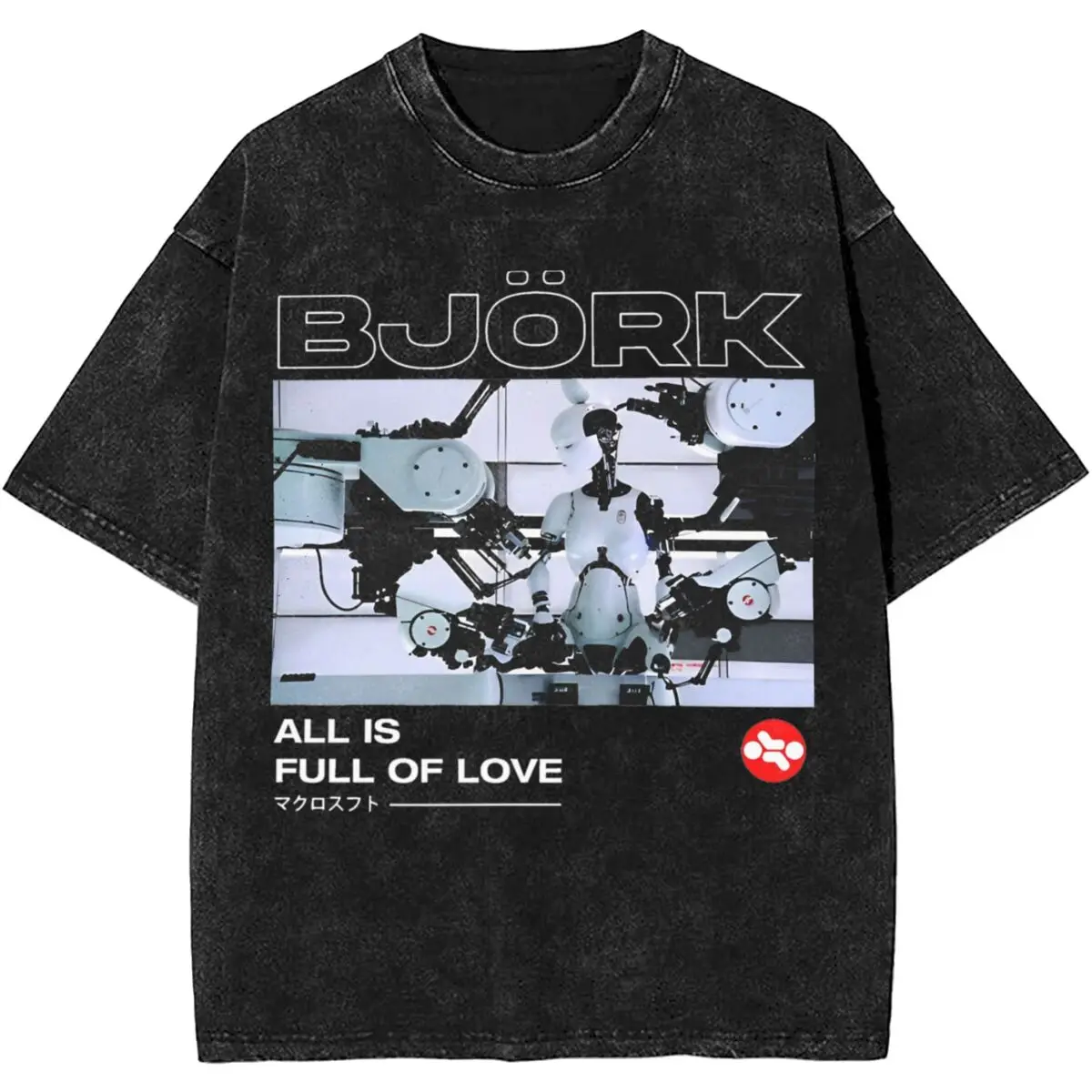 Bjork All Is Full Of Love Washed T Shirt Streetwear Hip Hop Vintage T-Shirts Tee Shirt Men Women Short Sleeve High Street