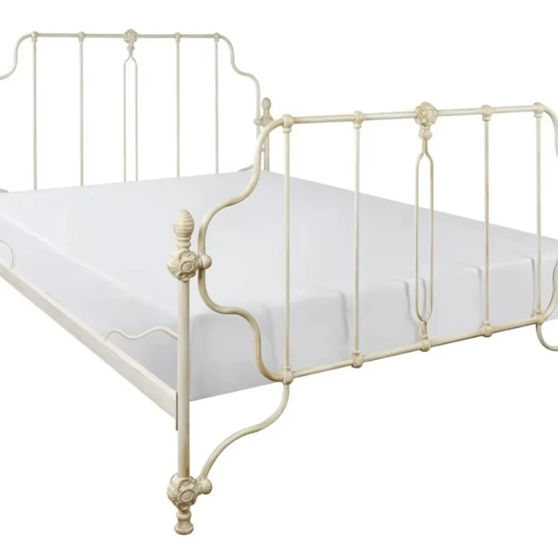 

Queen Modern Platform Bed Frame with Vintage Headboard Sturdy Metal Slats