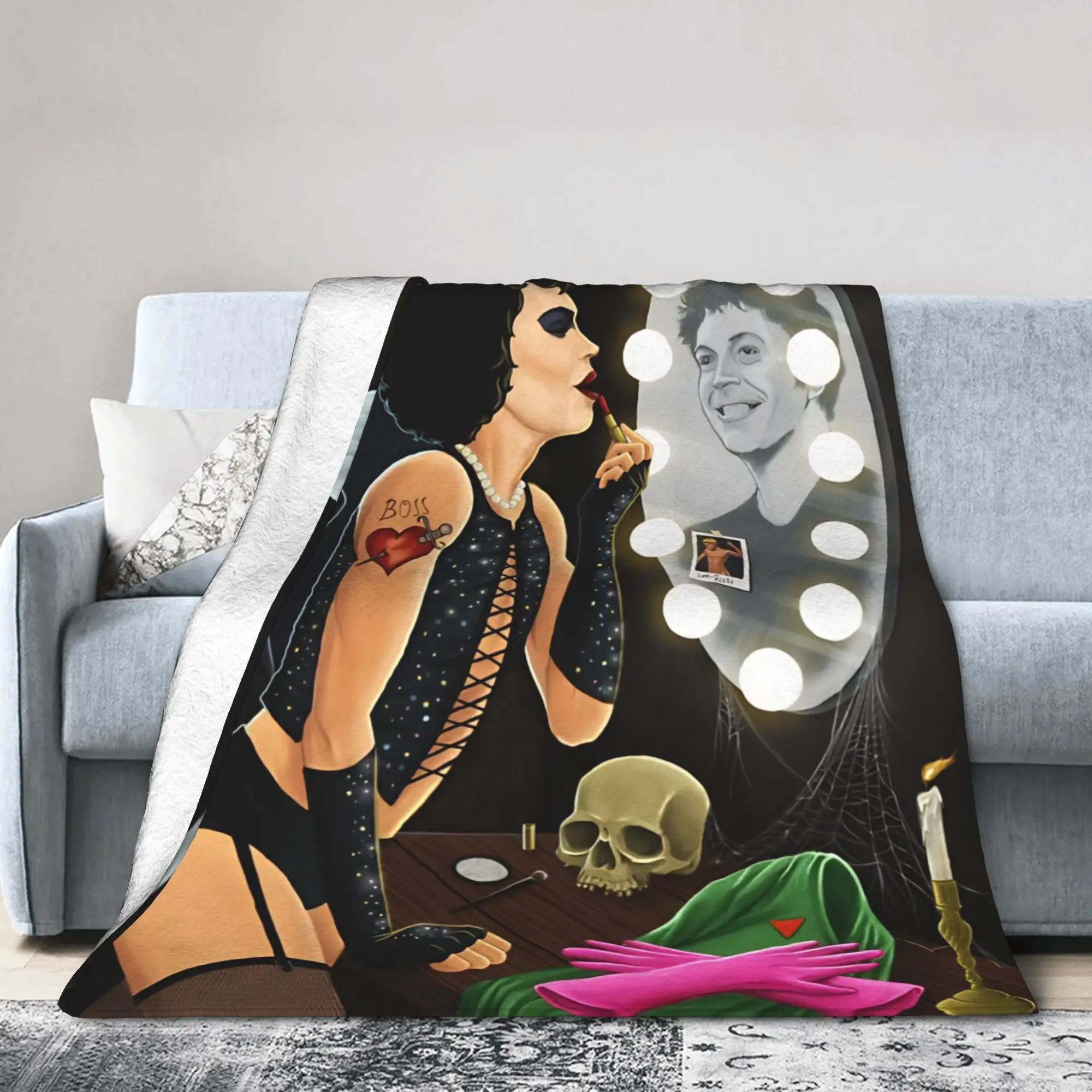 The Rocky Horror Picture Show Fleece Throw Blanket Frank N Furter Tim Curry  Blankets for Home Couch Soft Quilt