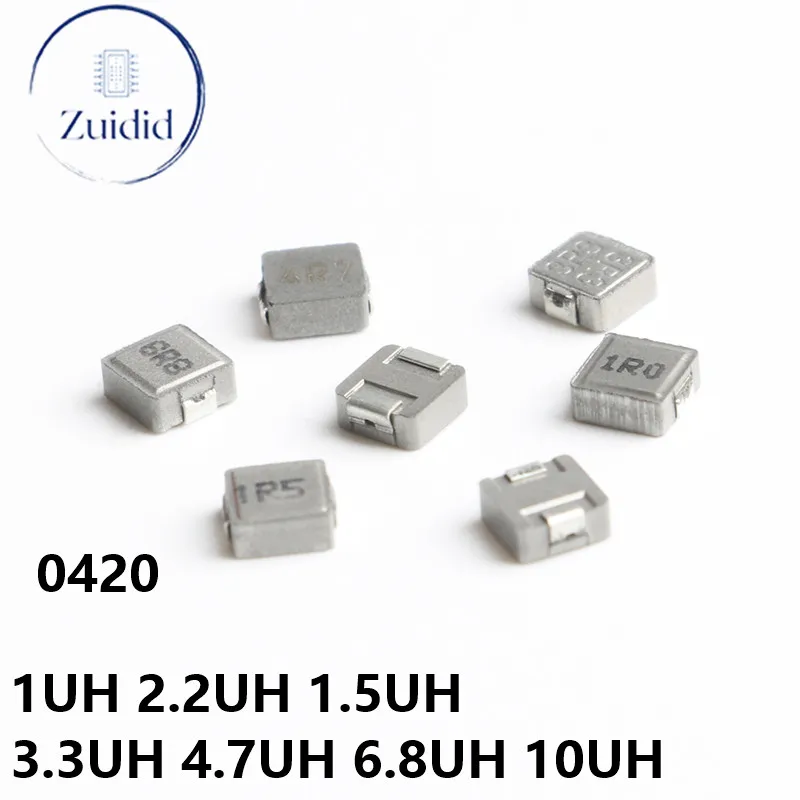 10/1pcs 0420 SMD Molding Choke Power Inductor 1UH 1R0 1.5UH 1R5 2.2UH 2R2 3.3UH 3R3 4.7UH 6.8UH 10UH 100 Chip Inductance 4*4*2mm