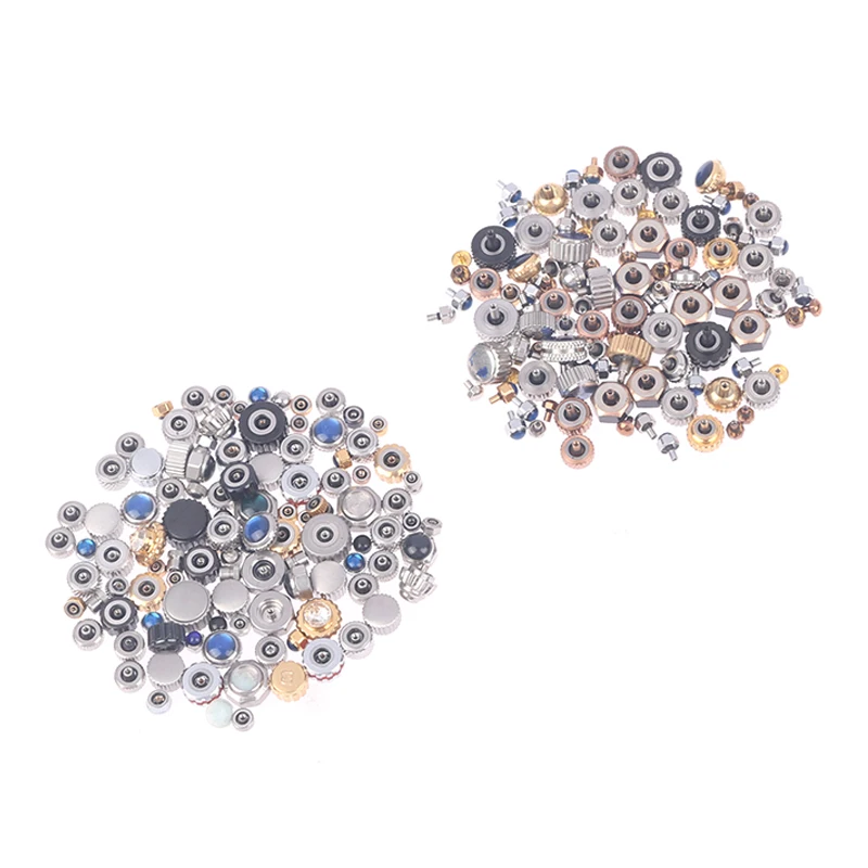 100PCS Mixed Waterproof Steel Watch Handles Watch Crown Various Sizes And Colors For Watchmakers Watch Accessories High/Low Pipe