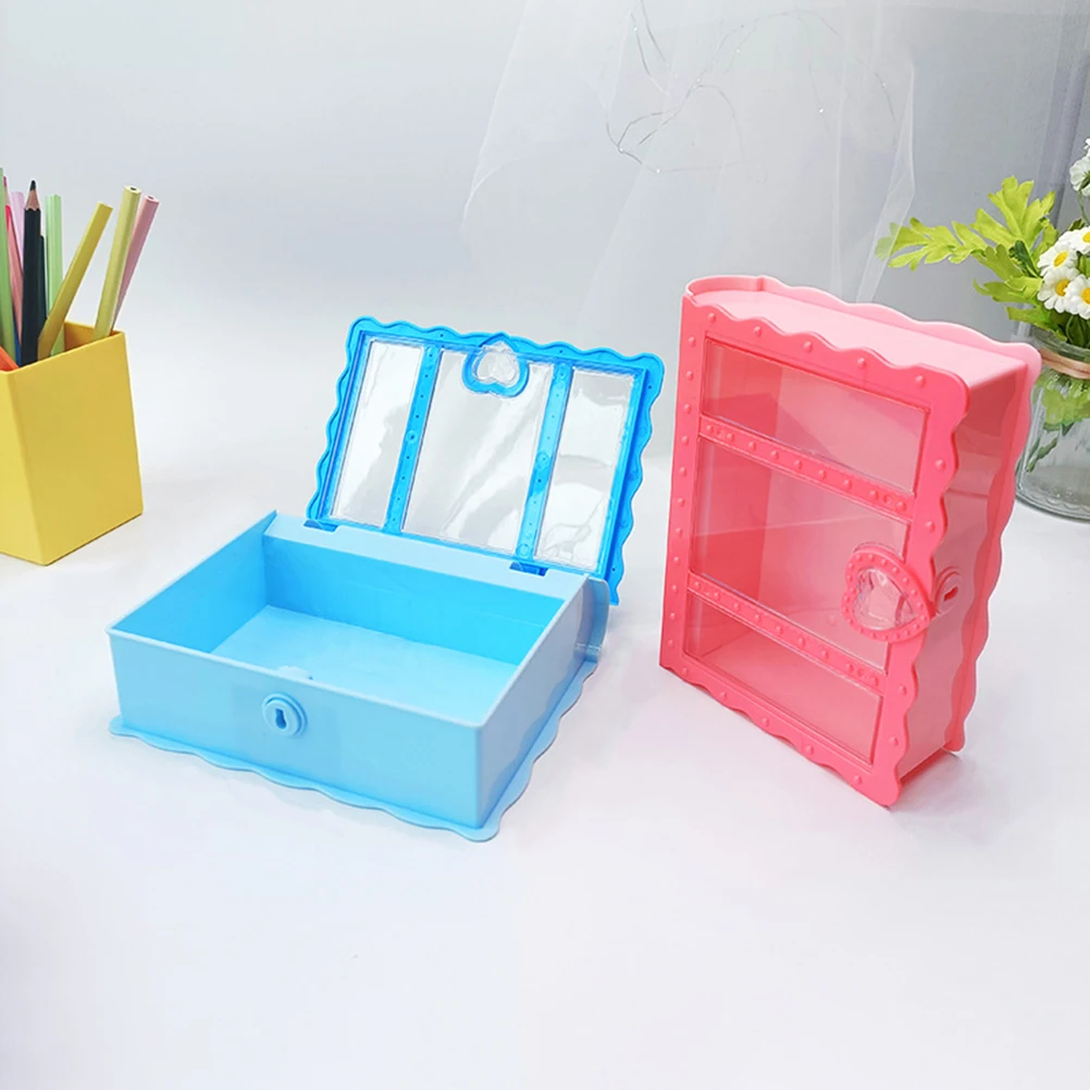 

3pcs Book Storage Boxes Lovely Gift Box for Kids Christmas C Lock Stationery Holder Jewelry Cartoon Plastic Toy