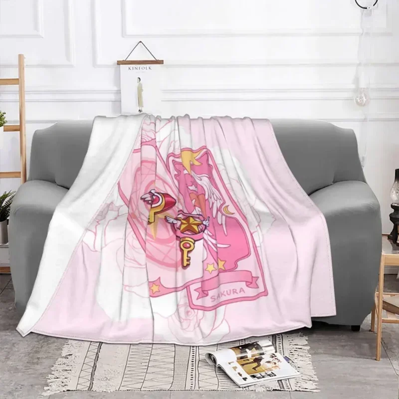 Cardcaptor Sakura dream wand blanket soft flannel fleece warm anime manga throw blankets for car bedroom couch bedspreads