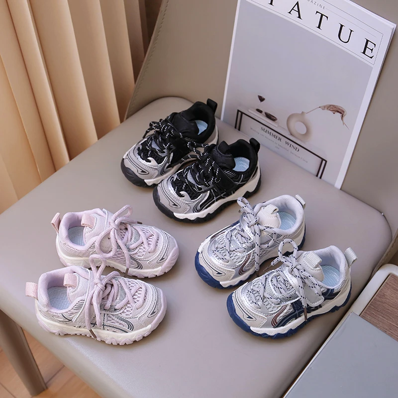 Kids'Casual Shoes Color Blocking PU Leather Autumn Shoes For Children Anti-slip Designer Breathable Purple Black Size 21-30