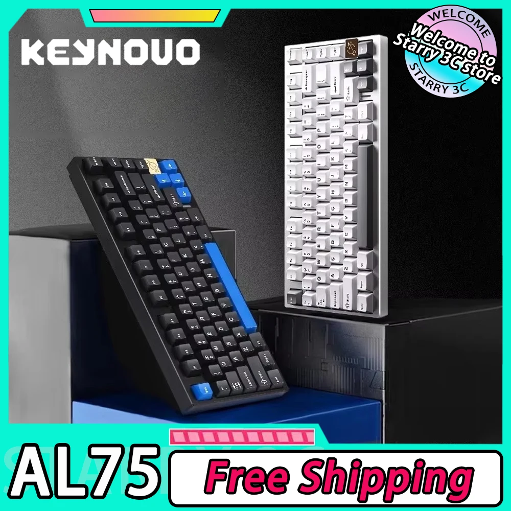 YUNZII AL75 Mechanical Keyboard Three Mode Aluminum Alloy Wireless Gaming Keyboard Pre-lubed Switch Hot Swap Gasket PC Gamer Win