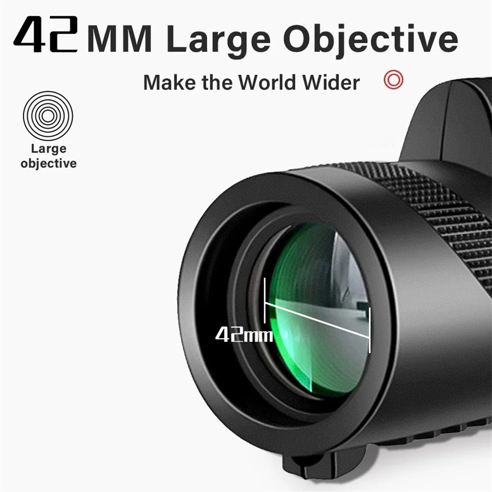 Outdoor Portable 10X42 HD Monocular Telescope 258FT/1000YDS 3500m/20000m Birdwatching Telescope for Hunting Camping Tourism