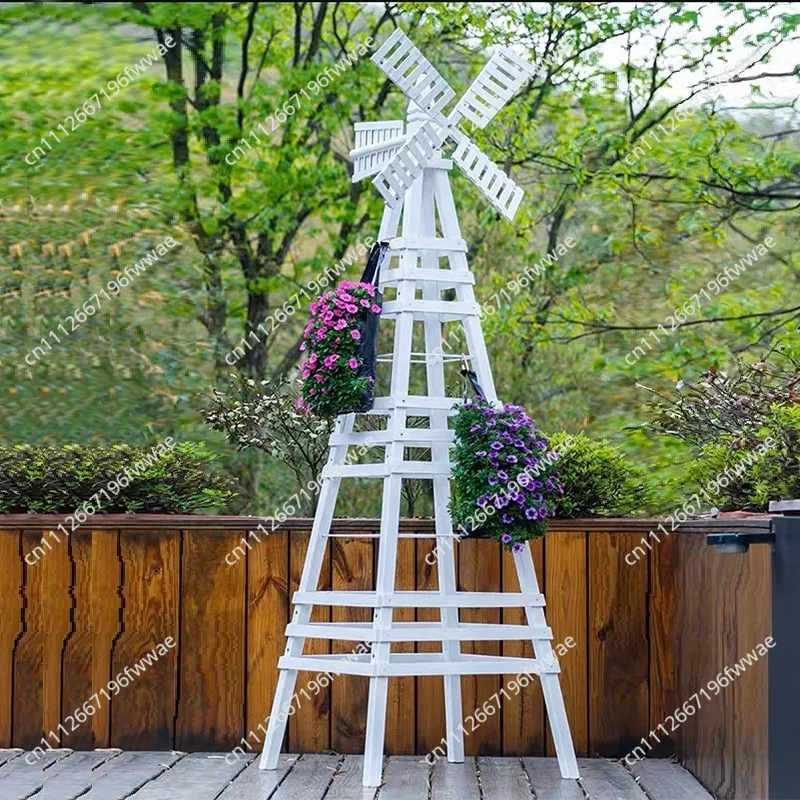 Windmill flower stand Solid wood Outdoor preservative wood Outdoor courtyard Grape stand Garden decoration Rose clematis