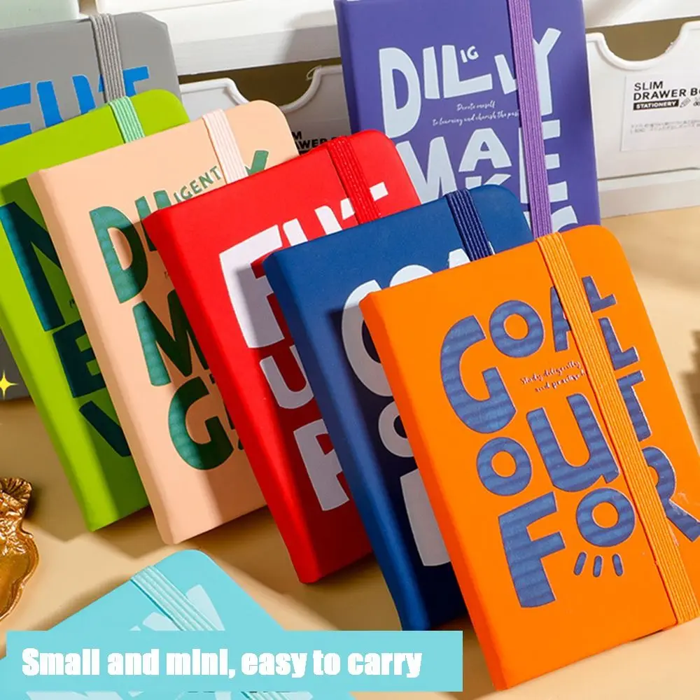 

2Pcs American Retro A7 Mini Notebook Thick Paper 192 Pages Portable Pocket Notepad Elastic Band Design Multifunction Datebook