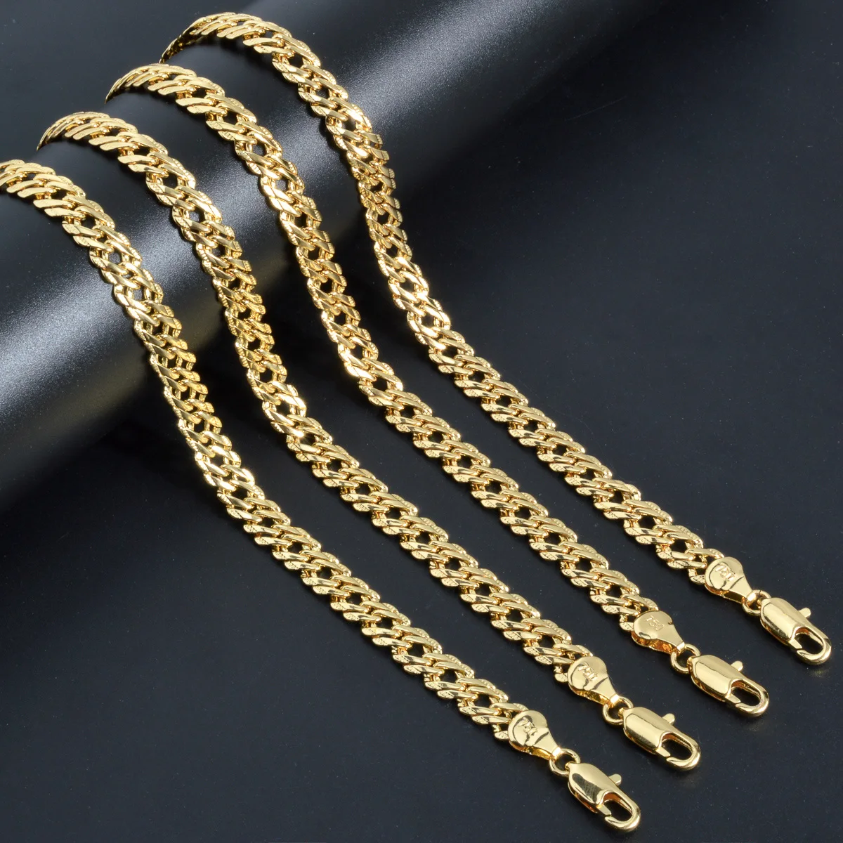 Hiphop Punk Curb Cuban Men Chains 18K Gold Color Italian Copper Necklace Fashion Wedding Party Luxurious Jewelry Accessories