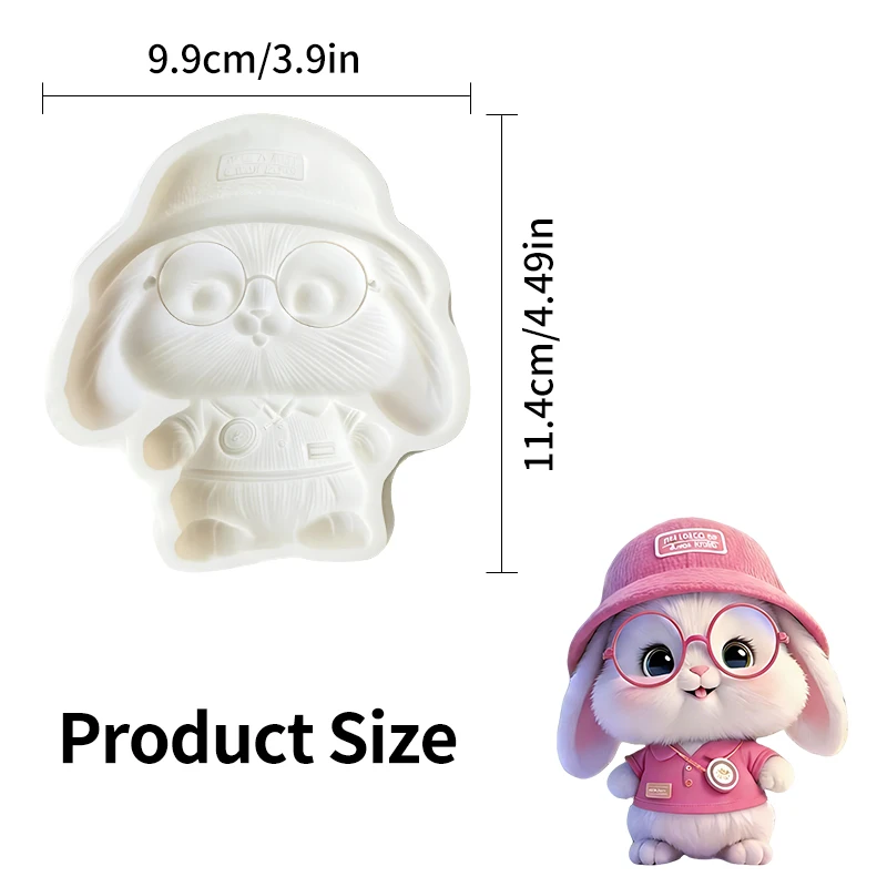 Picture 3: Knitted hat cute rabbit silicone mold, reusable resin mold, clay and plaster mold, DIY decorative pendant handmade mold