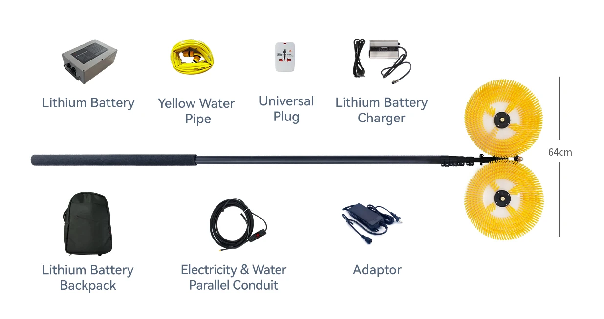 2025 New Factory Direct Sale Solar Rotating Cleaning Brushes PV Cleaner Machine for Rooftop & Ground Solar Power Systems