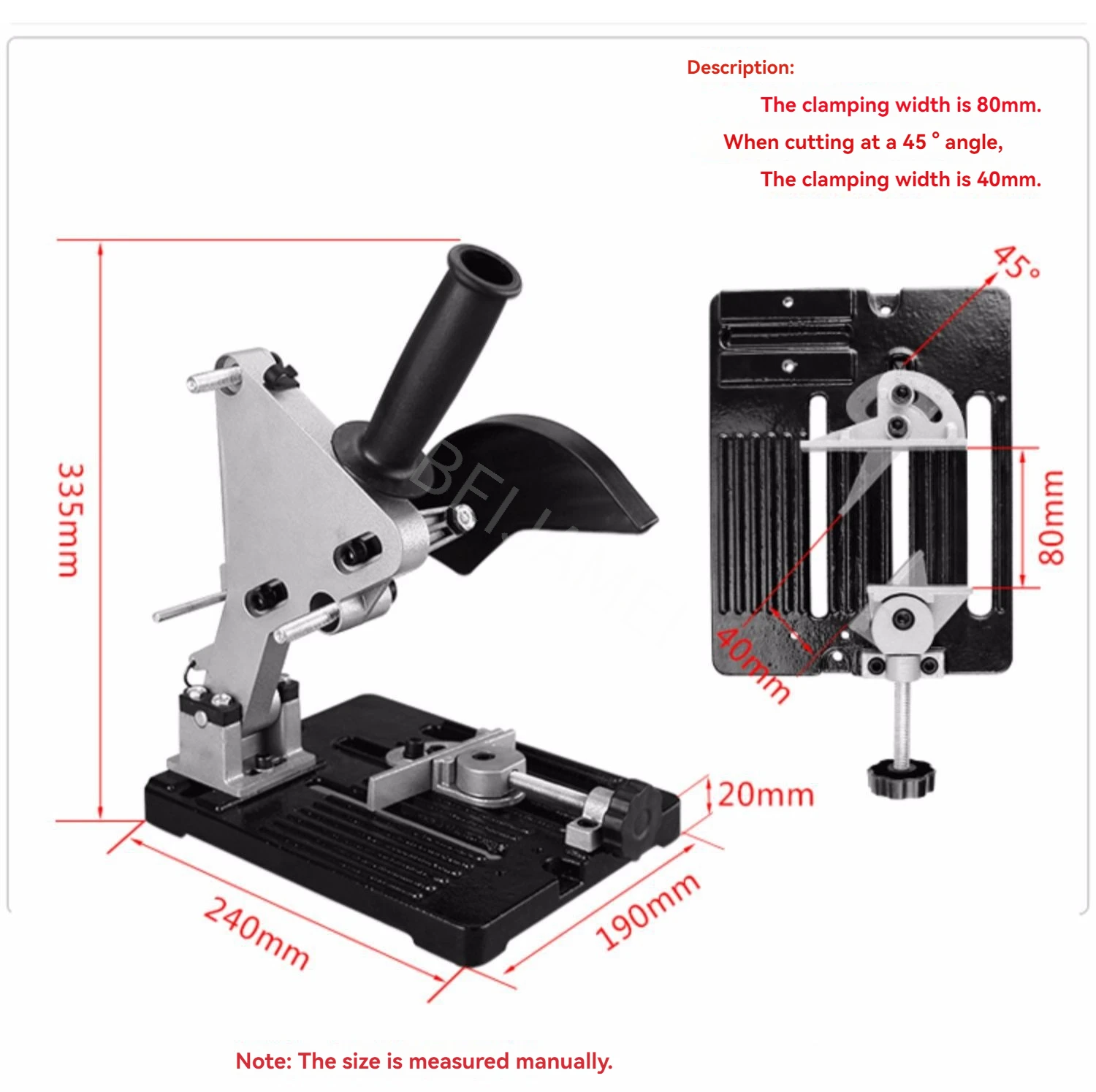 

Heavy Duty Angle Grinder Cutting Stand, Universal Conversion Bracket, 45° Miter Cut, Stable Base, for Metal, Wood