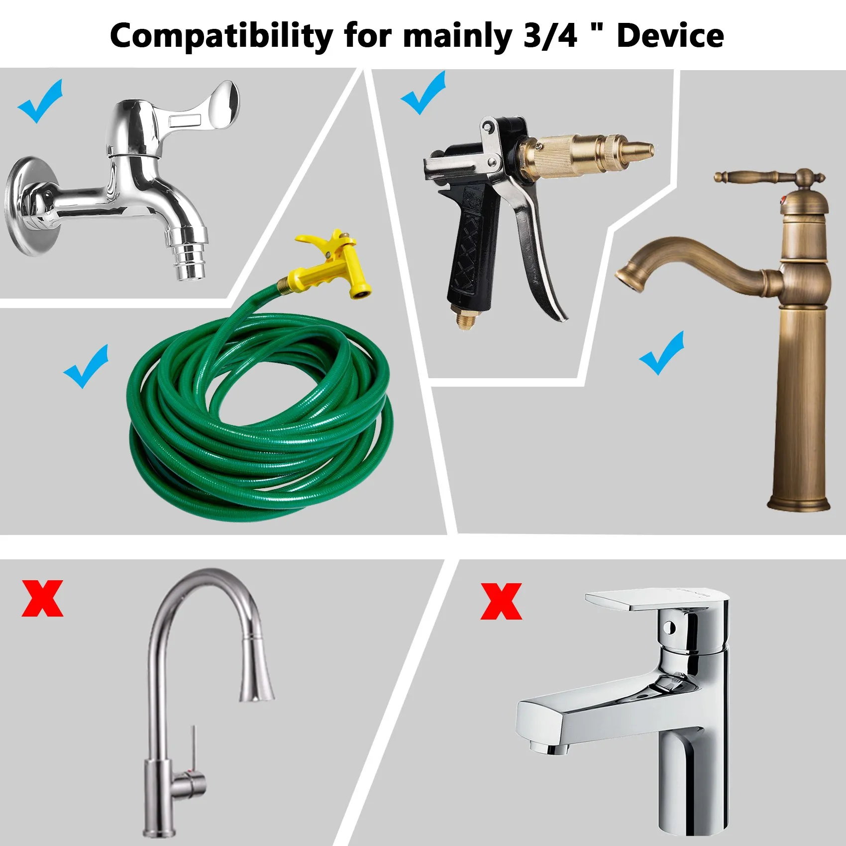 A75K Garden Quick Connect Release Water Hose Fittings Plastic Connectors, Male & Female 3/4 Inch GHT 10Pcs