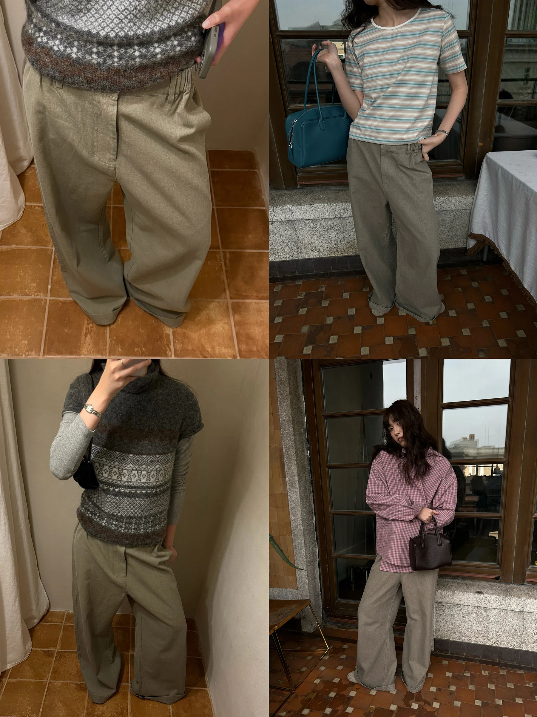 

Винтажные светло-коричневые прямые брюки в рабочем стиле с высокой талией, широкими штанинами, свободного кроя, в стиле BF, повседневные женские брюки