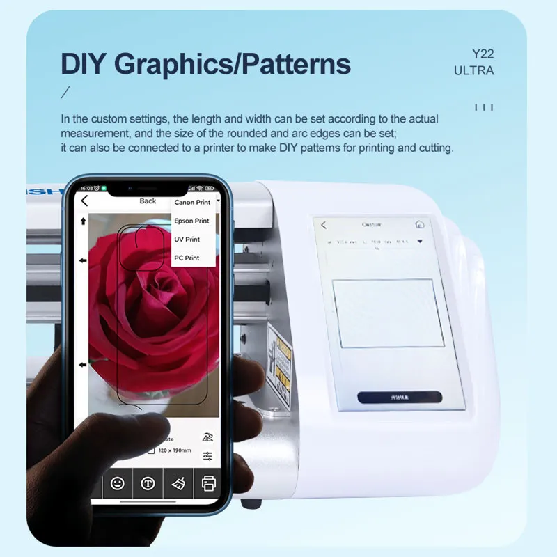 Sonnenschein y22 ultra unbegrenzt unbegrenzt Cutter Handy Displays chutz DIY Muster Druck-und Schneide maschine