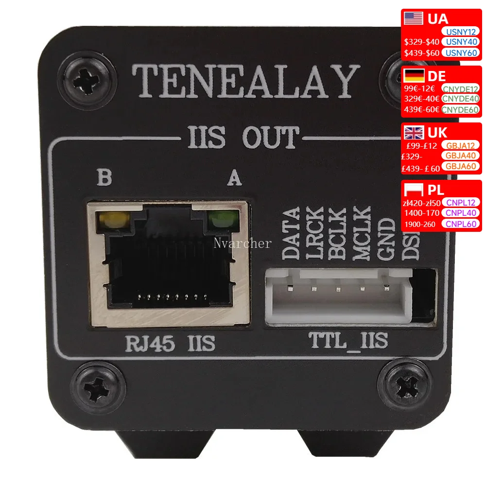 Nvarcher HDMI-Compatible to RJ45 IIS signal converter I2S differential   TTL level For HIFI DAC