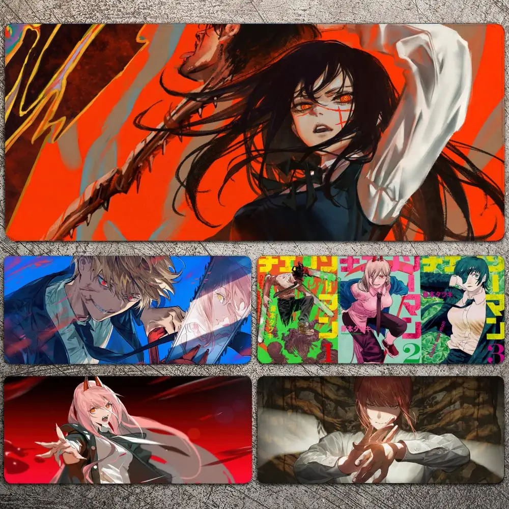 Anime Chainsaw Man Mousepad Large Gaming Mouse Pad LockEdge Thickened Computer Keyboard Table Desk Mat