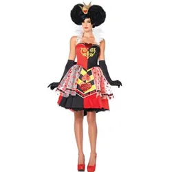 Adult Red Queen Of Heart Cosplay Costume Alice in Wonderland Poker Queen Fancy Sexy Dress Women Halloween Party Carnival Costume