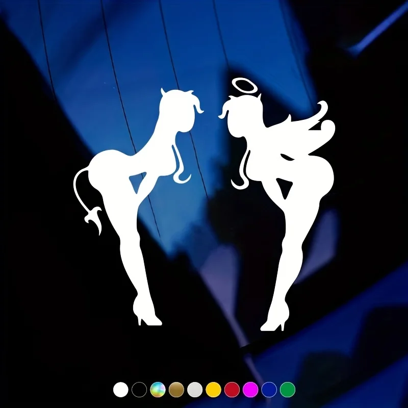 2PCS Angel & Devil Girl Autoaufkleber, stilvoller Autoaufkleber für die Außenpersonalisierung im Auto