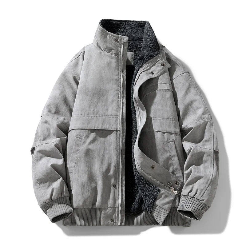 

Мужская зимняя куртка в американском ретро-стиле, утепленная, на хлопковой подкладке, свободного кроя, с воротником-стойкой, из полиэстера