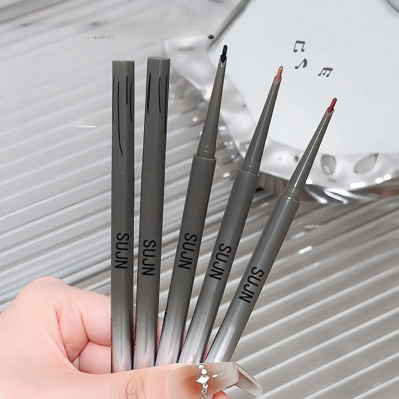Gebogener Eyeliner-Gel-Stift, seidig, matt, schwarz, rot, wasserfest, langlebig, glatt, leicht zu färben, für Augen-Make-up, Kosmetik – Detail 5