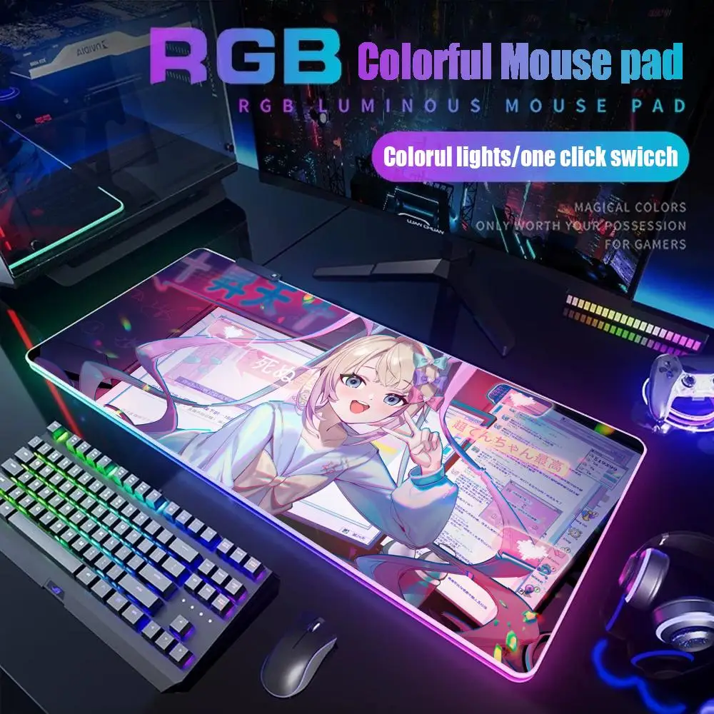 

needy girl overdose Mouse Pad Gamer Rgb Desk Mat Back Light Led Mousepad Setup Gaming Accessories Deskmat Big Mousepad Backlight