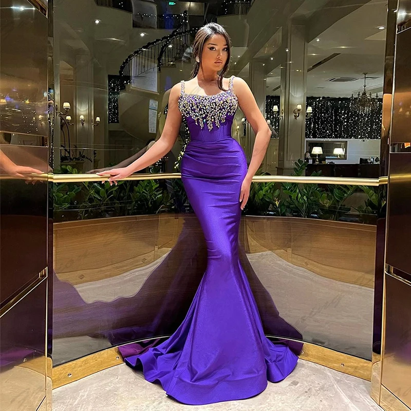 Fashion Sexy Mermaid Sweetheart Evening Dresses Beautiful Off Shoulder Sleeveless Luxurious Sparkling Beading New Prom Gowns