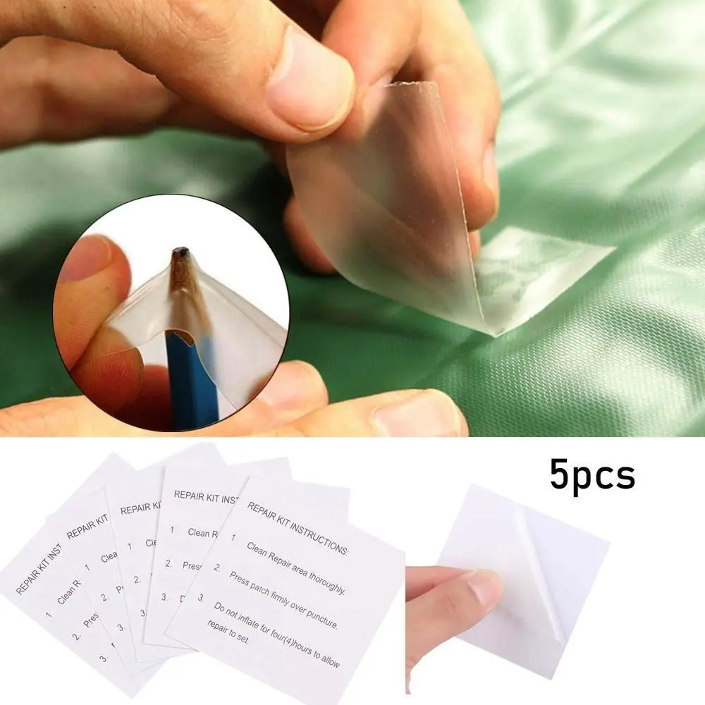 5pcs PVC Waterproof Transparent Self Adhesive Nylon Sticker Cloth Patches Outdoor Tent Jacket Repair Tape Patch Accessories