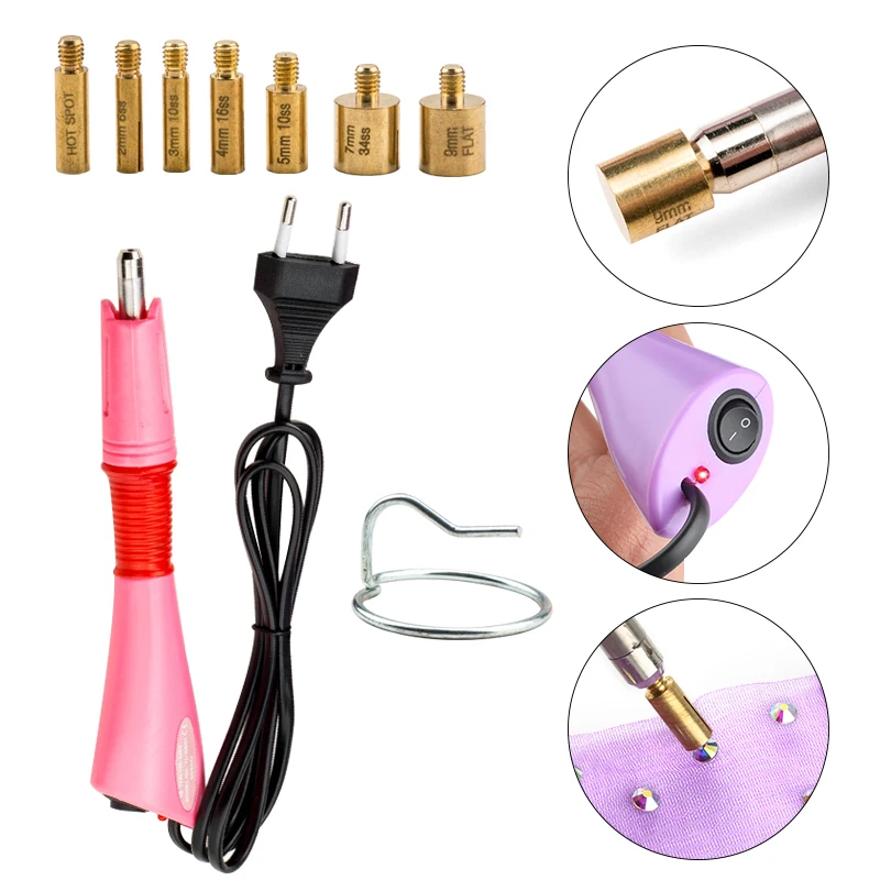 Hot Fix Applicator 7-in-1 Hotfix Rhinestone Applicator Wand Setter Tool Kit with 7 Tips Kit for DIY Clothes Clothing Fabric