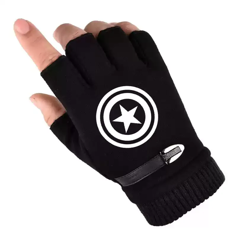 Marvel Avengers Iron Man Deadpool Winter Outdoor Thickened Super Warm Non-Slip Half Finger Convenient Touch Screen Gloves