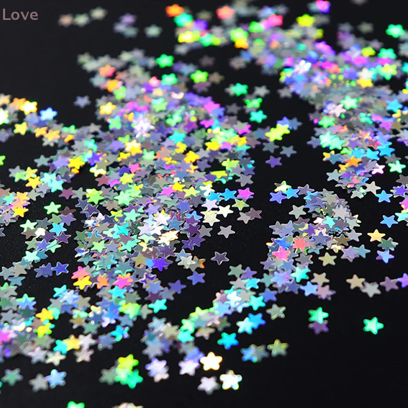 [L&P] لون ليزر ثلاثي الأبعاد مسمار بريق مزيج شكل نجمة لمسمار ملصقات الأظافر سحر 3 مللي متر ستار بلينغ اكسسوارات الديكور