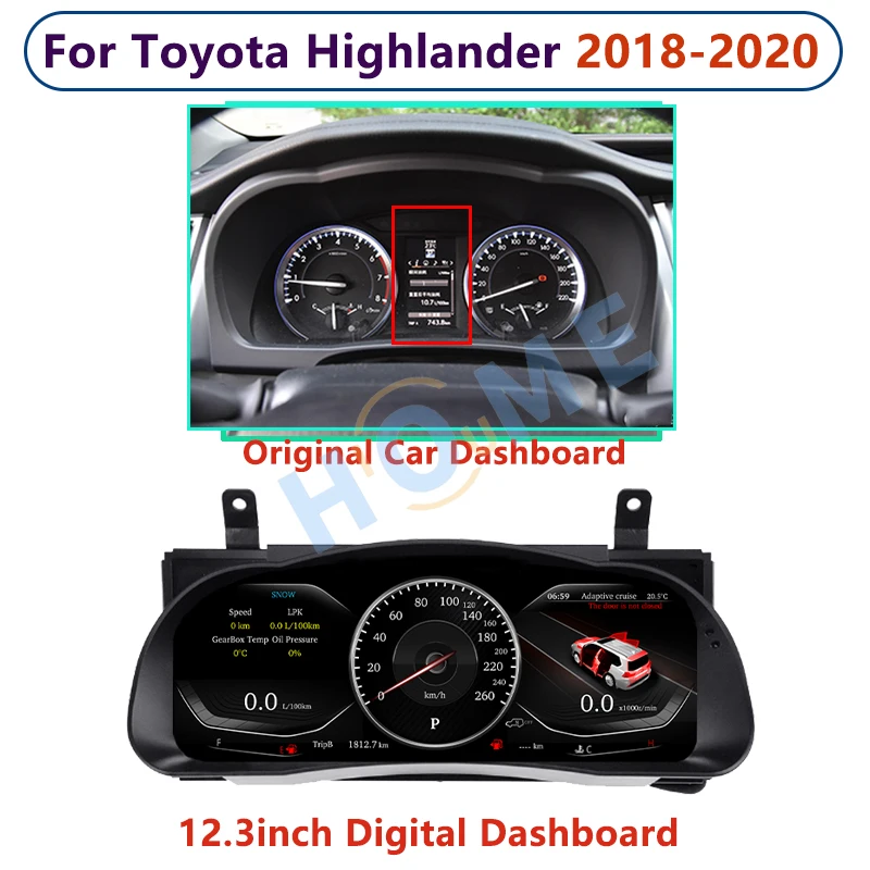 نظام لينكس لوحة القيادة الرقمية لوحة الكريستال السائل عرض سرعة السيارة الجدول عداد السرعة ل. High.er 2015-2020 12.3"