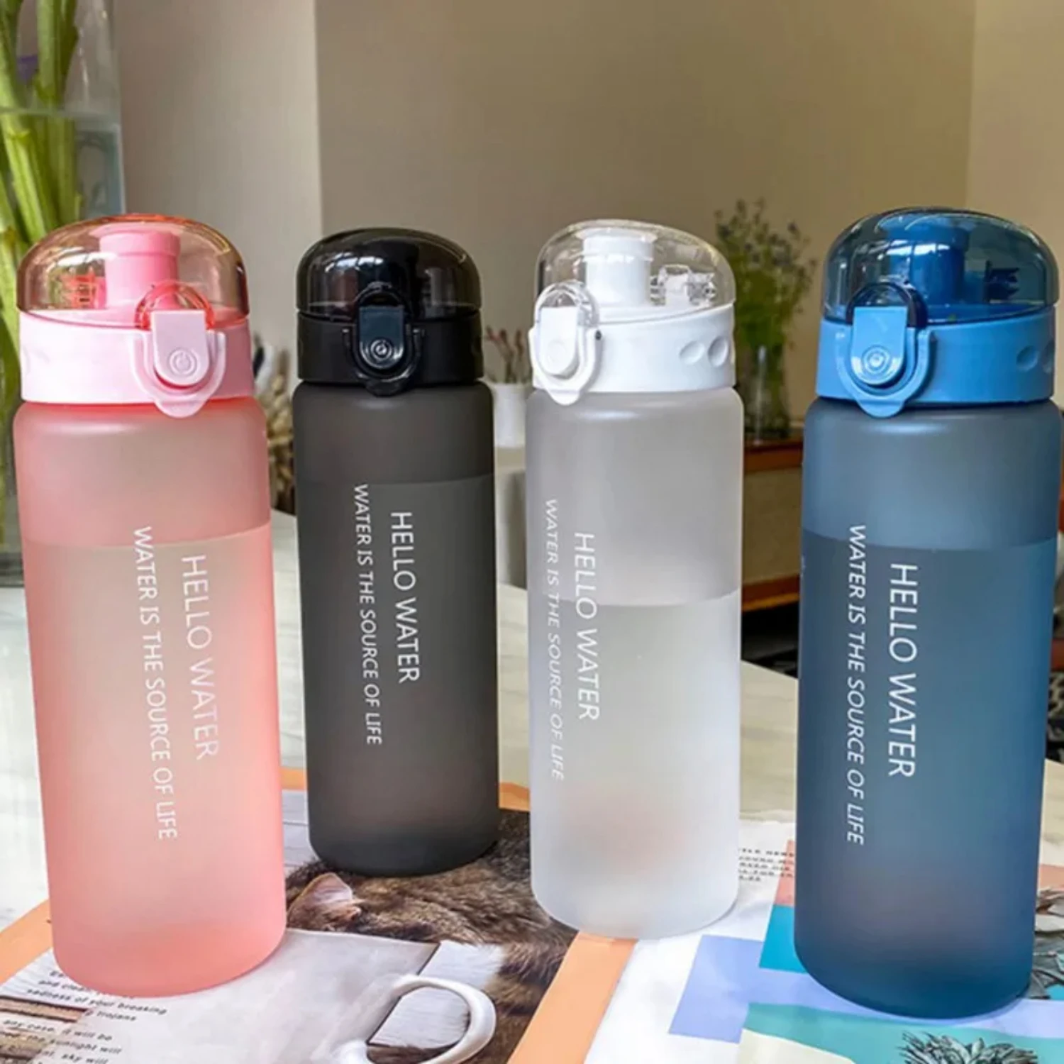 780ml Sports Water Bottle Transparent Protein Shaker Outdoor Travel Portable Leakproof Drinkware Plastic Drink Bottle BPA Free