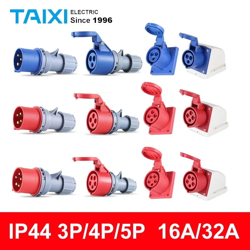 IP67 Industrial Plug and Socket IP44 Waterproof  Explosion-proof 3P 4 core 5 pin 16a/32a/63a/125a male  female