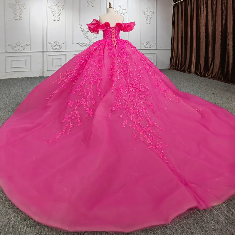 Precioso vestido de novia clásico 2023, vestido de baile con hombros descubiertos, escote en forma de corazón, mangas cortas, DY9986 con cordones