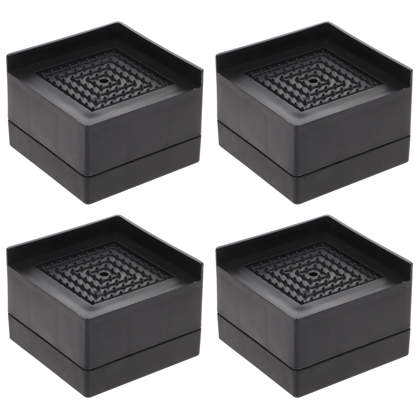 

4pcs Black 5.8X5.8X4CM Furniture Pad Non Slip Wear Resistant Rubber Feet Riser Heavy Duty Lifter Couch Bed Frame Heightener