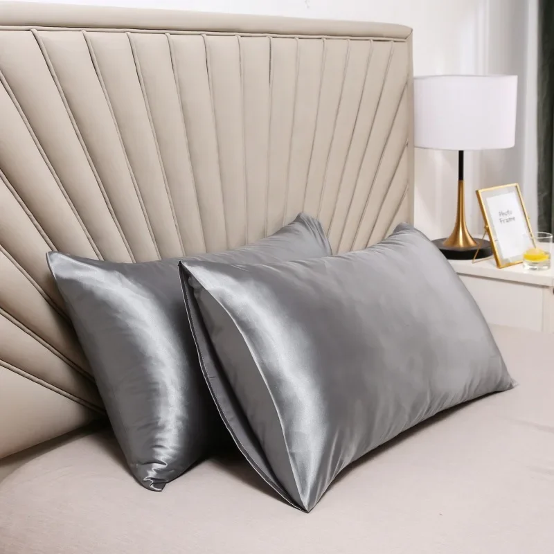 Taie d'oreiller en satin soyeux, housse de coussin confortable, décoration d'intérieur, beauté des cheveux, 100%