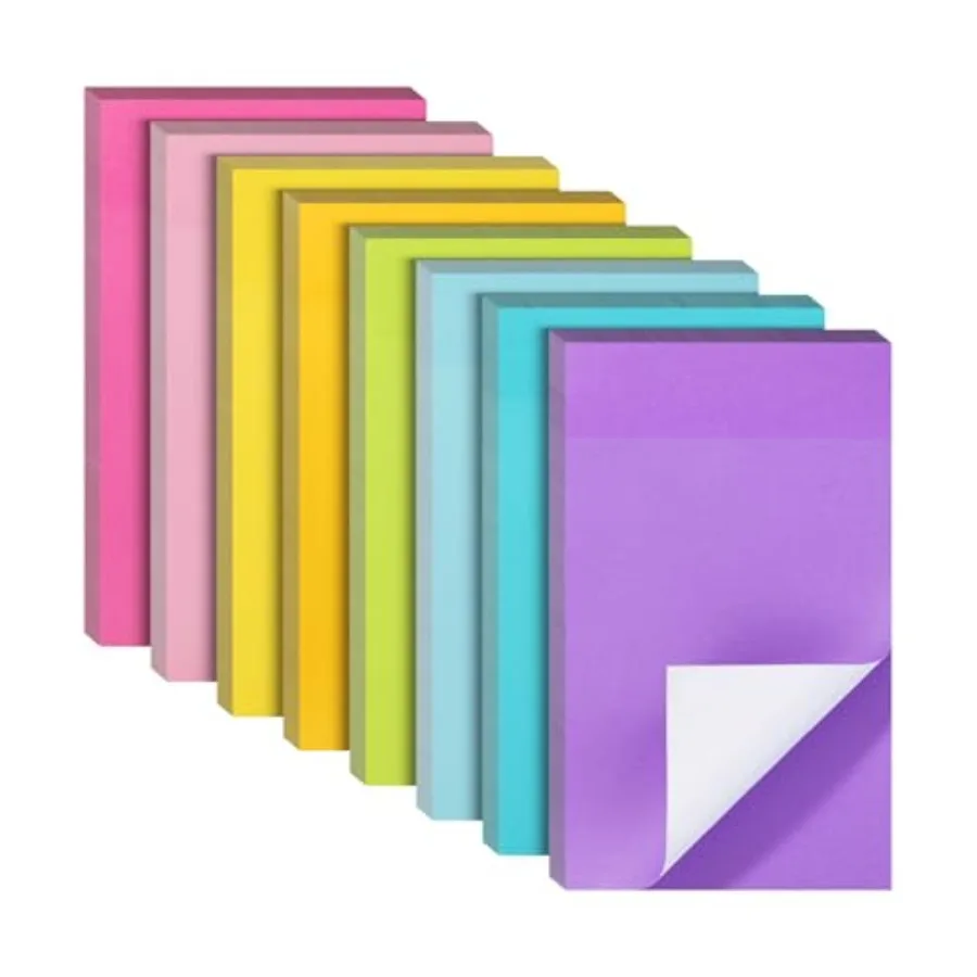 

- Sticky Notes, 3"x5", 8 Pads, 640 Sheets, Summer Colors, Sticky Notes Bulk, Self-Stick Note Pads, Perfect for Office, School,