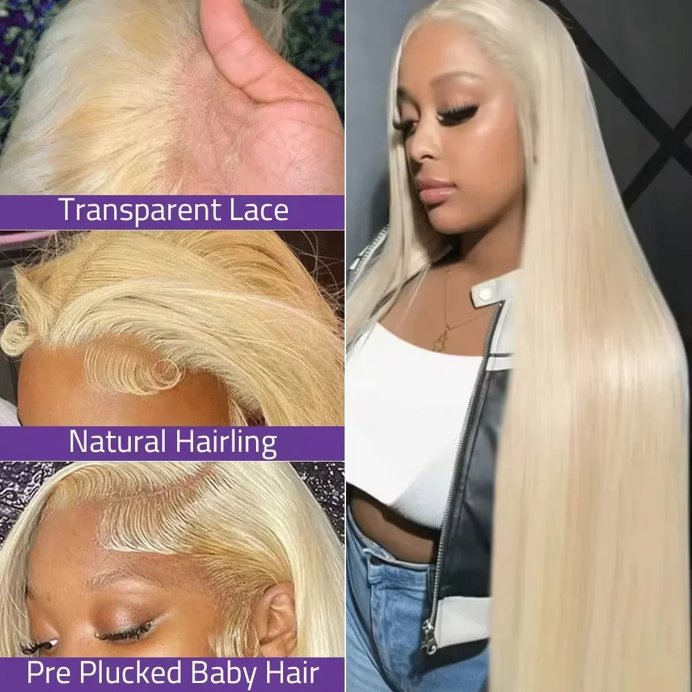 Farbige 613 Blonde 13x6 HD Lace Frontal Perücke 46 Zoll 13x4 Lace Front Perücken Vorgezupft Transparente Brasilianische Glatte Echthaar-Perücken
